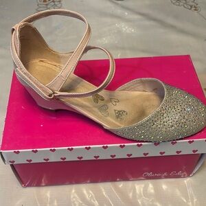 Olive & Edie Glittery Pink Strappy Flats